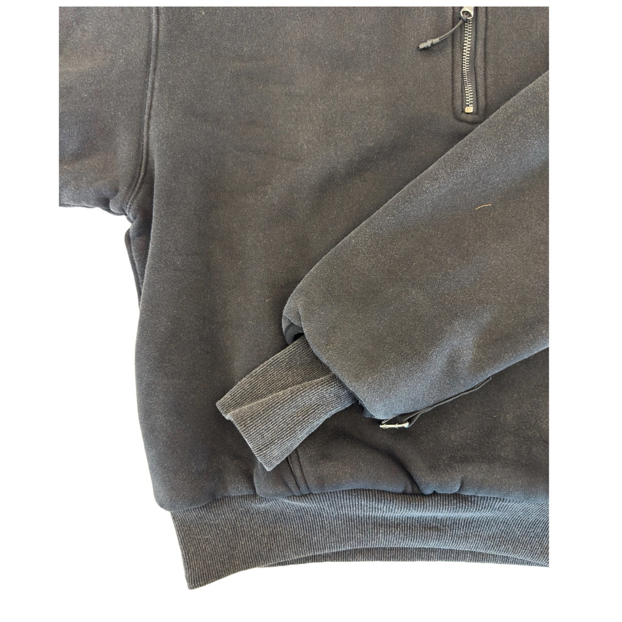 1/4 ZIP Double Layered Hoodie : WASHED BLACK