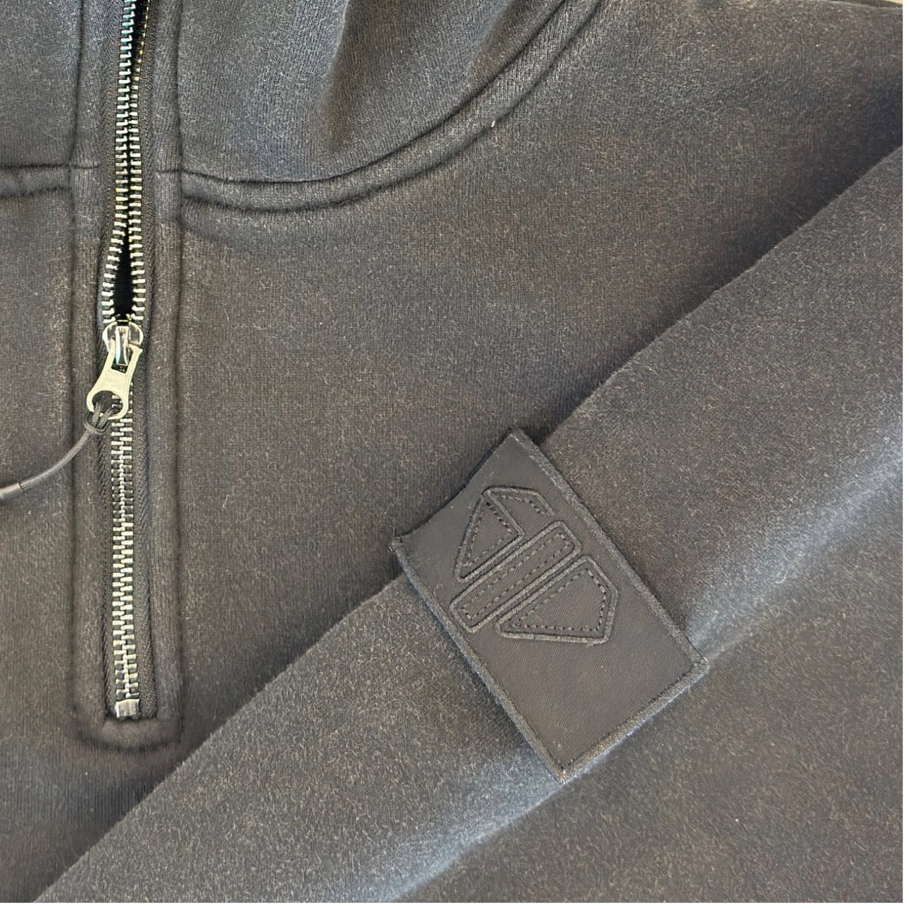 1/4 ZIP Double Layered Hoodie : WASHED BLACK