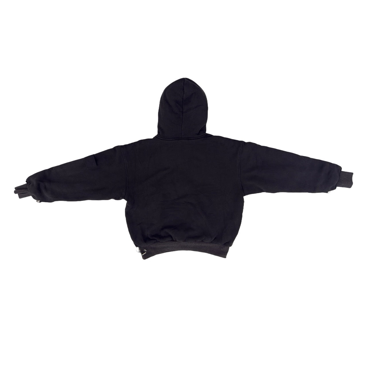 1/4 ZIP Double Layered Hoodie : WASHED BLACK