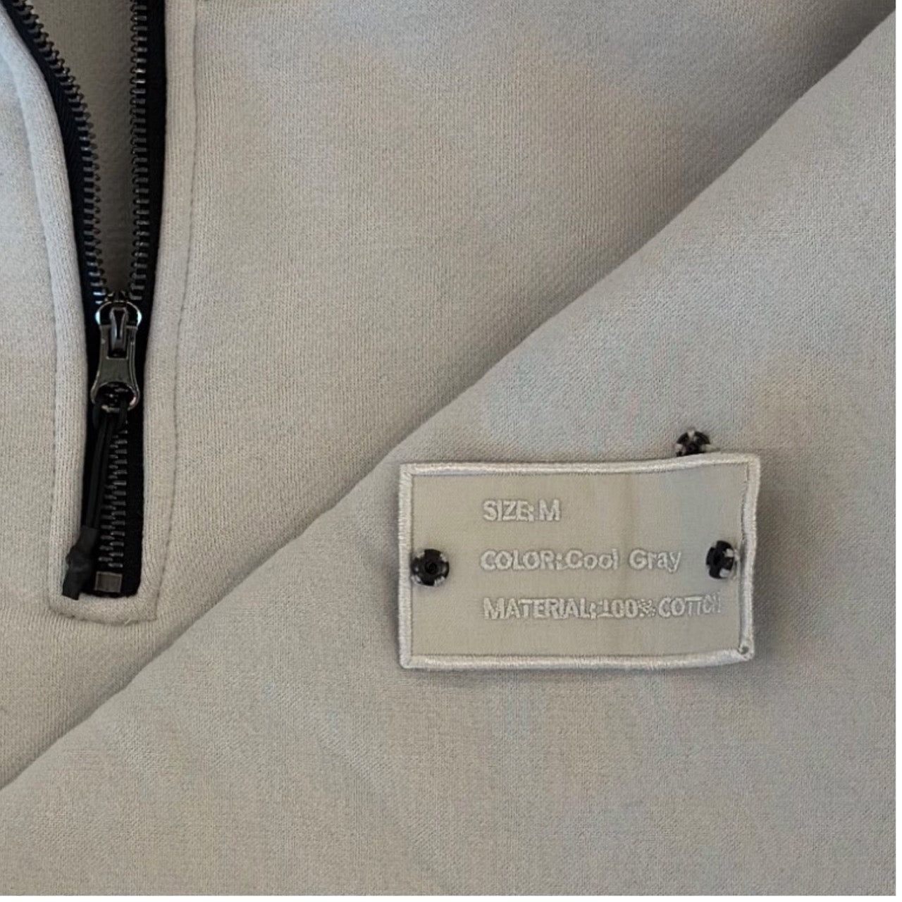 1/4 ZIP Double Layered Hoodie :  GREY