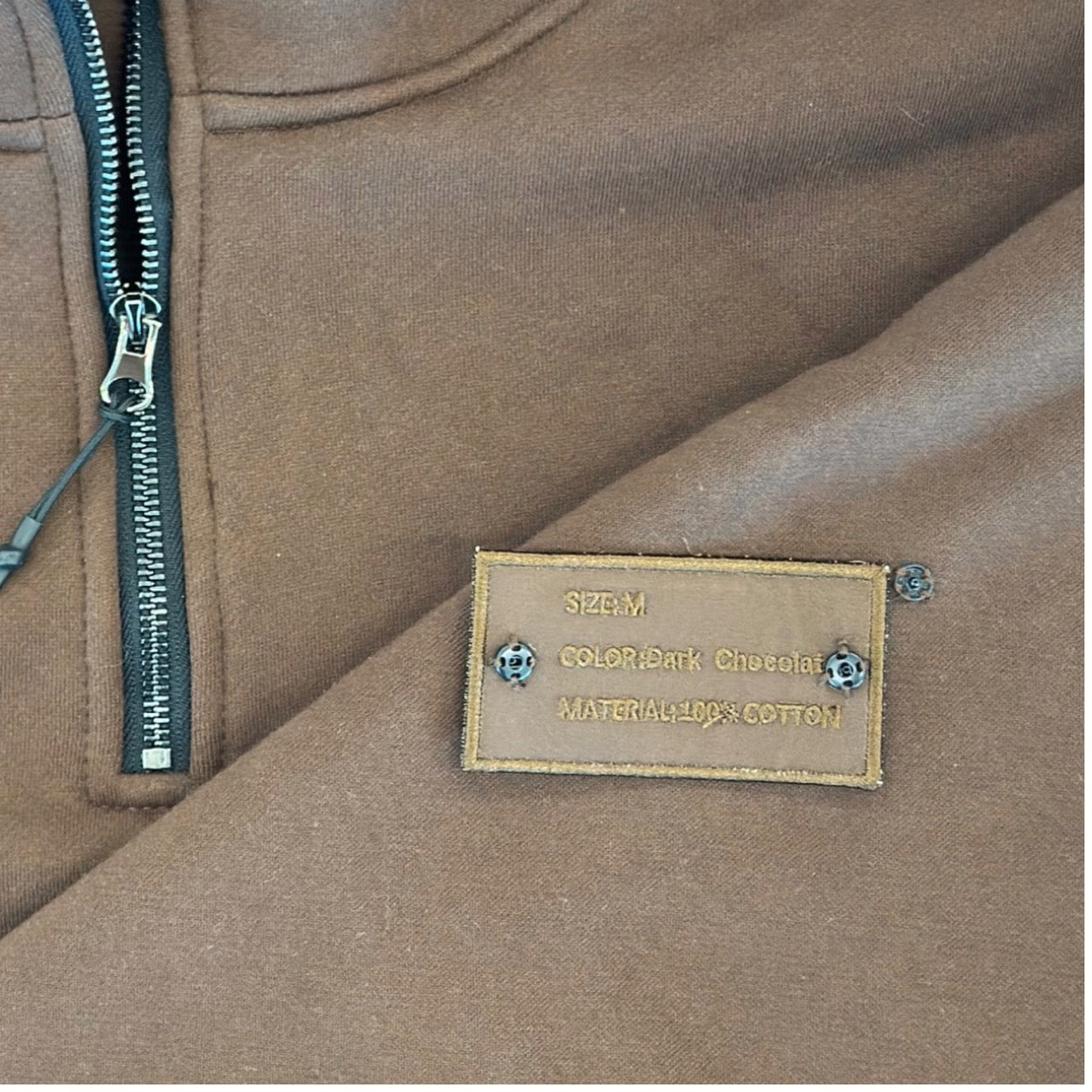 1/4 ZIP Double Layered Hoodie : CHOCOLATE BROWN