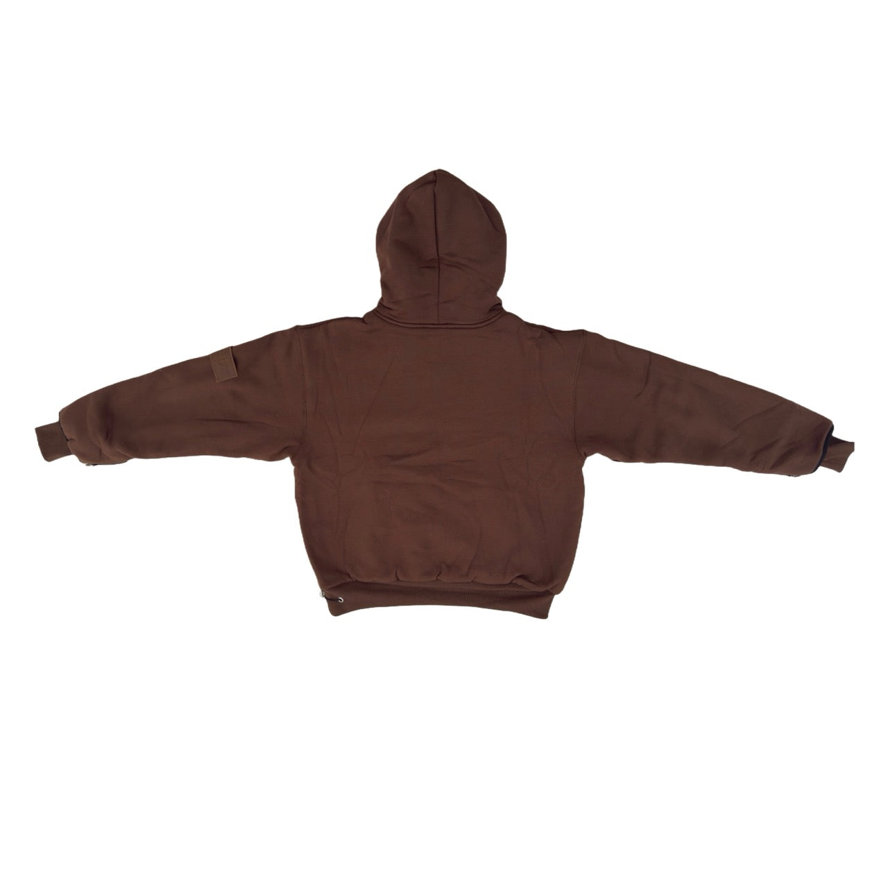 1/4 ZIP Double Layered Hoodie : CHOCOLATE BROWN
