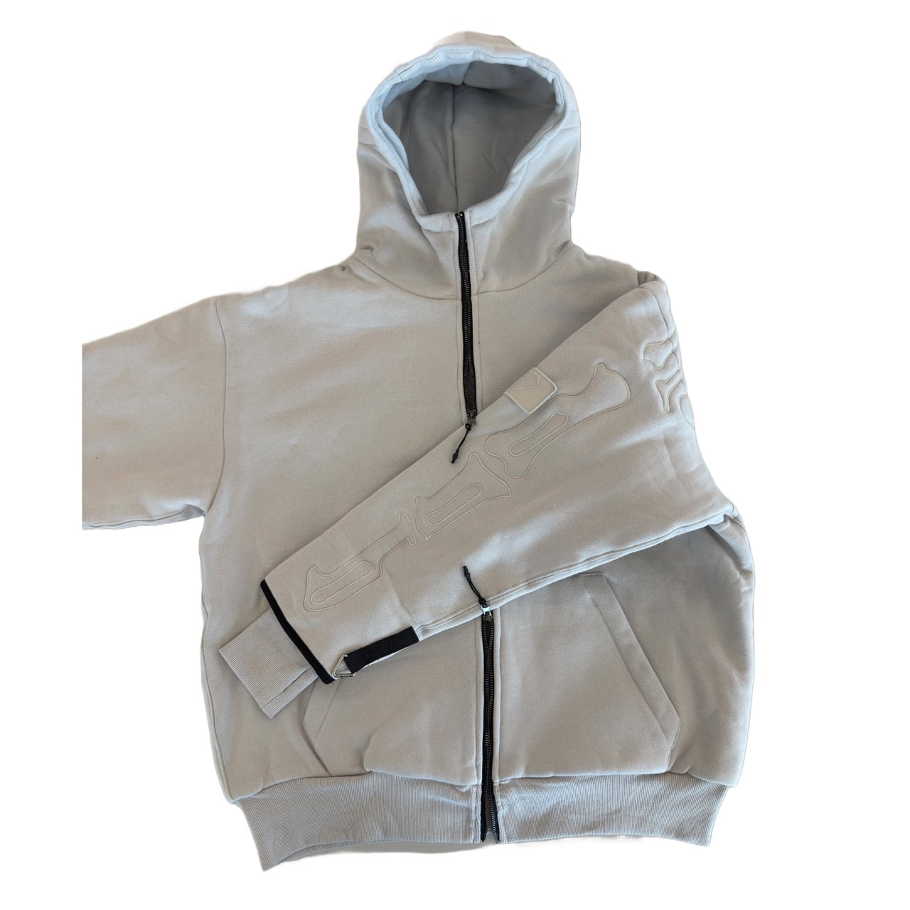 SKELETON PADDED Double Layered Hoodie : GREY