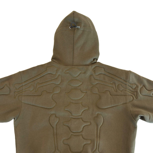 SKELETON PADDED Double Layered Hoodie : OLIVE GREEN