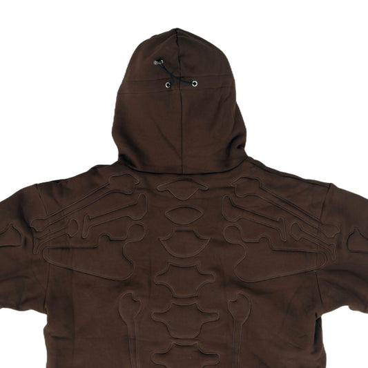SKELETON PADDED Double Layered Hoodie : CHOCOLATE BROWN