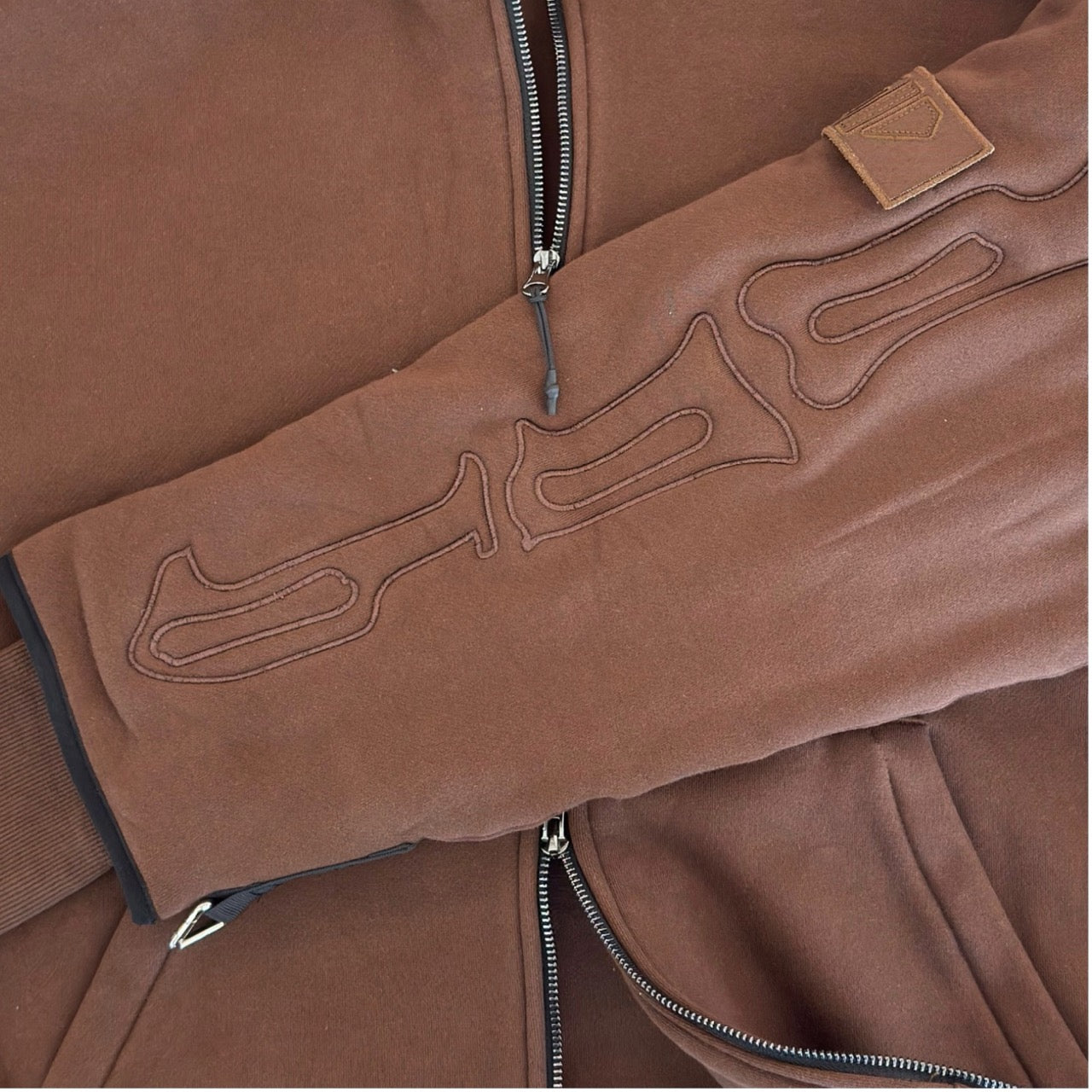 SKELETON PADDED Double Layered Hoodie : CHOCOLATE BROWN