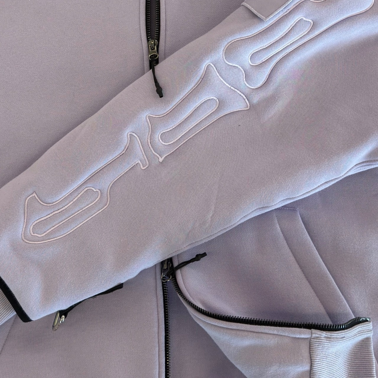 SKELETON PADDED Double Layered Hoodie : LILAC