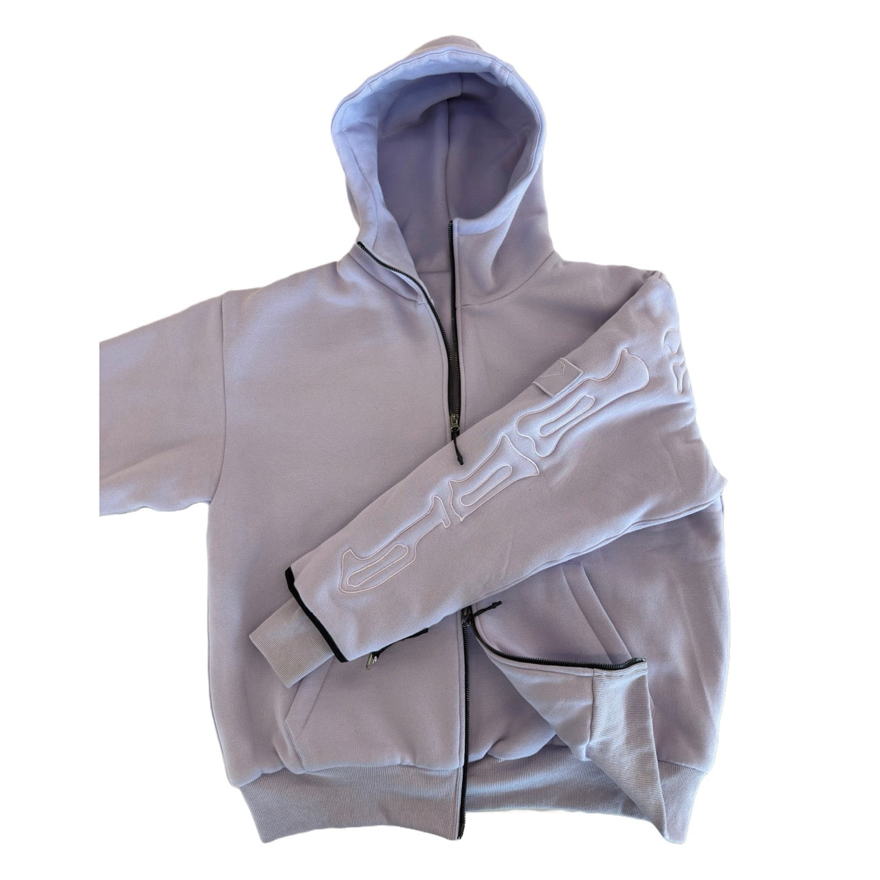 SKELETON PADDED Double Layered Hoodie : LILAC