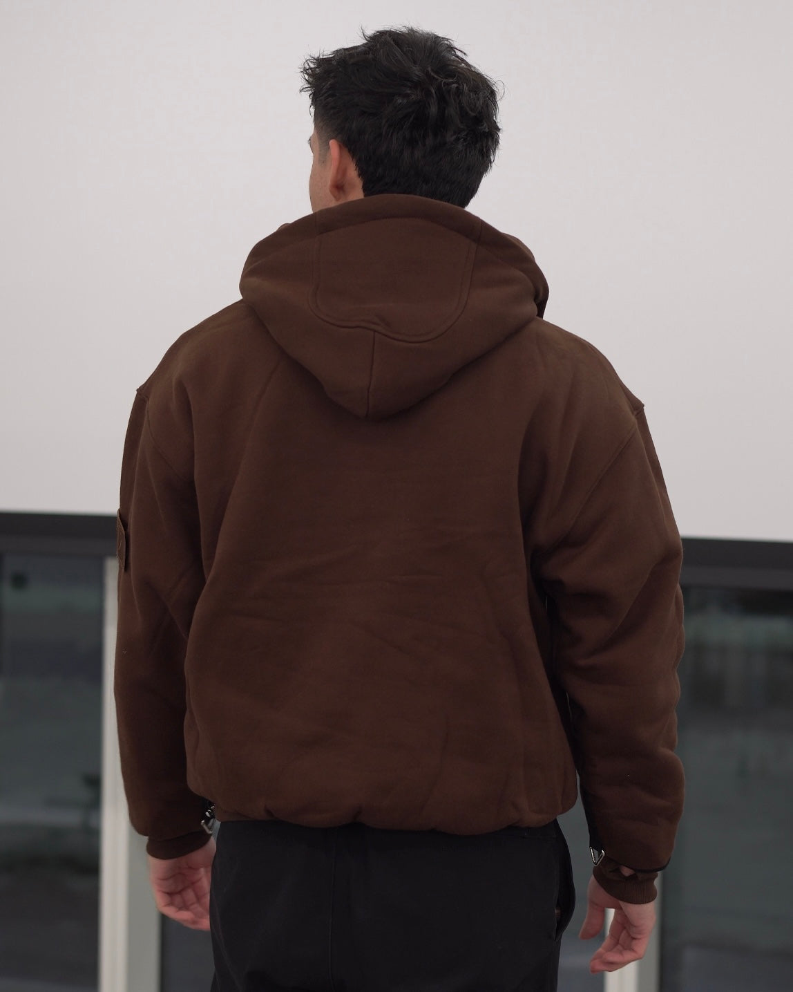 1/4 ZIP Double Layered Hoodie : BERRY