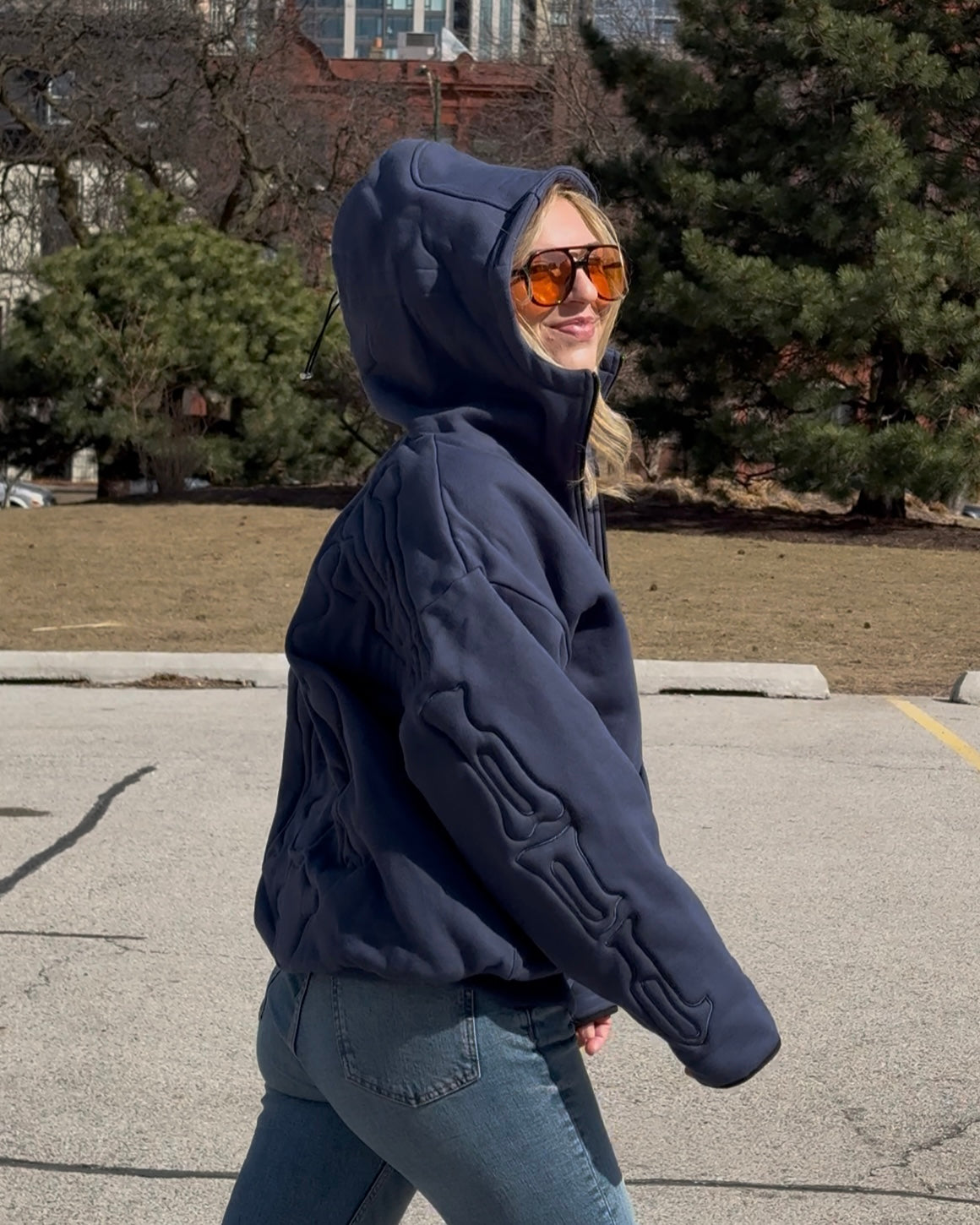 SKELETON PADDED Double Layered Hoodie : OLIVE GREEN