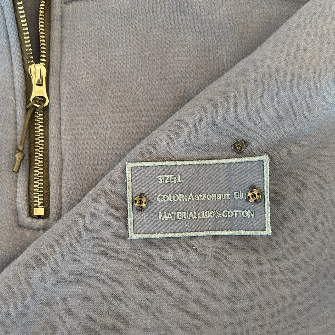 1/4 ZIP Double Layered Hoodie : BLUE