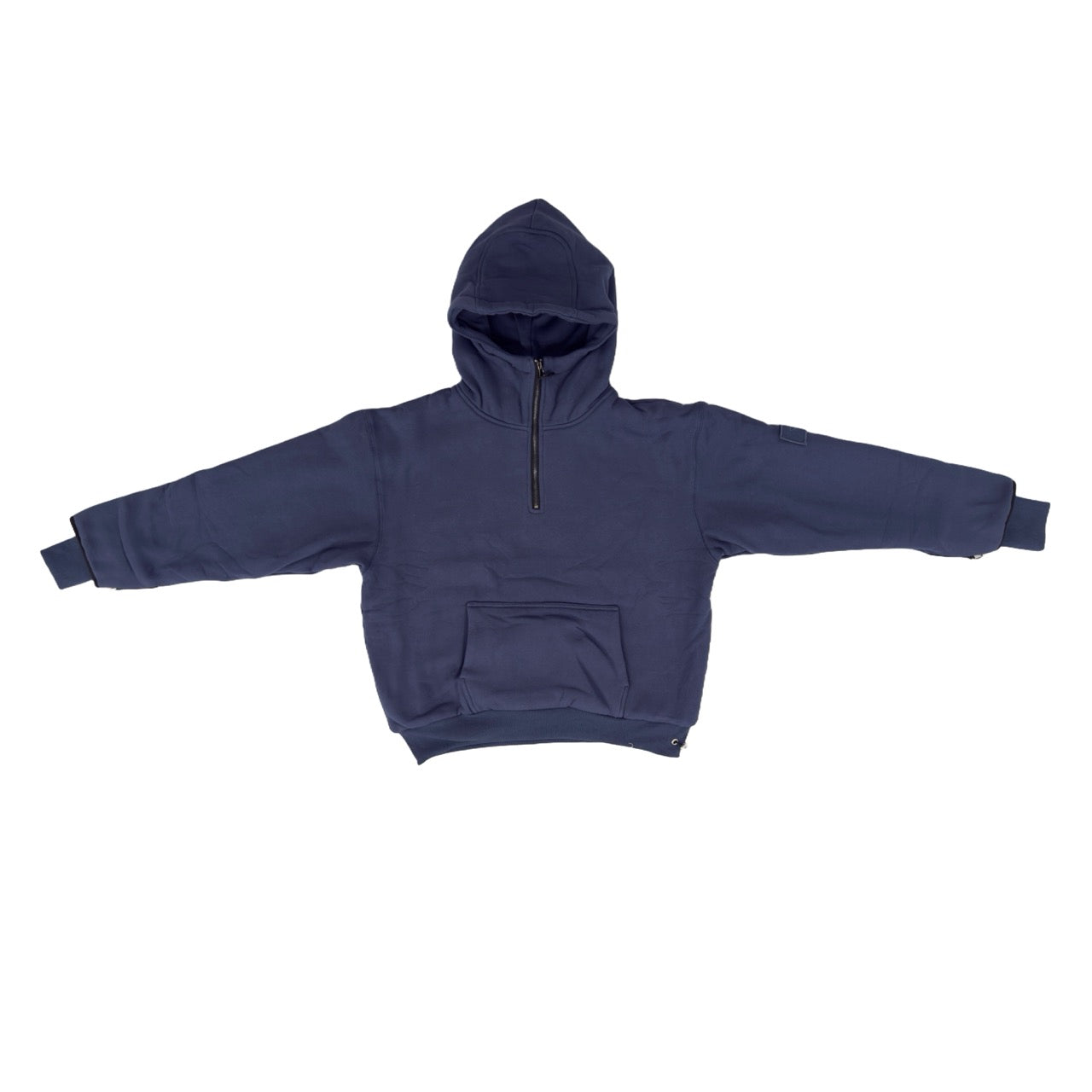 1/4 ZIP Double Layered Hoodie : BLUE
