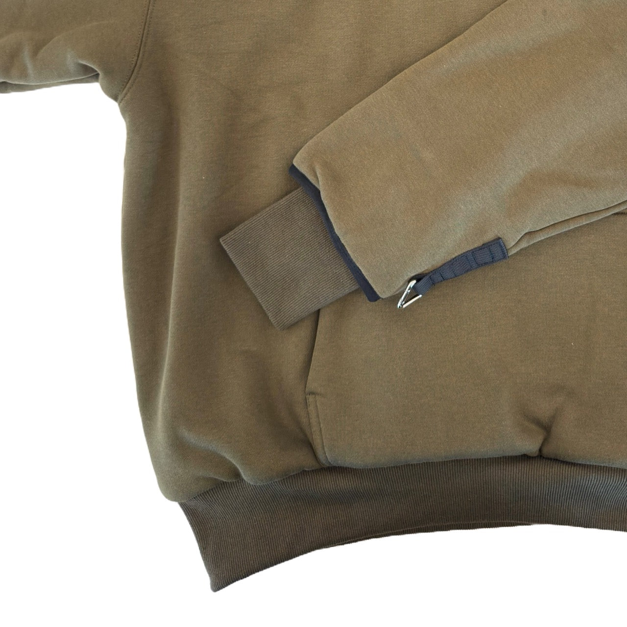 1/4 ZIP Double Layered Hoodie : OLIVE GREEN