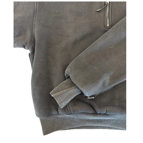 1/4 ZIP Double Layered Hoodie : WASHED BLACK