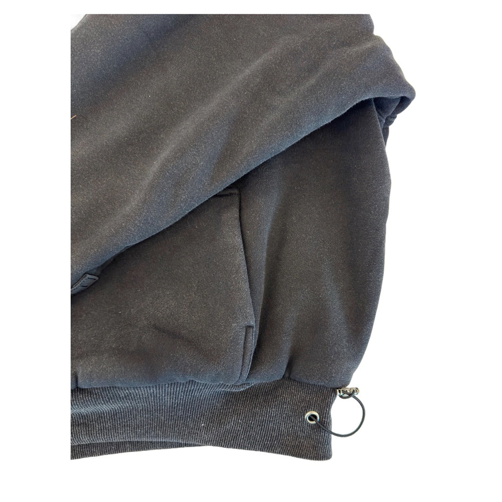 1/4 ZIP Double Layered Hoodie : WASHED BLACK