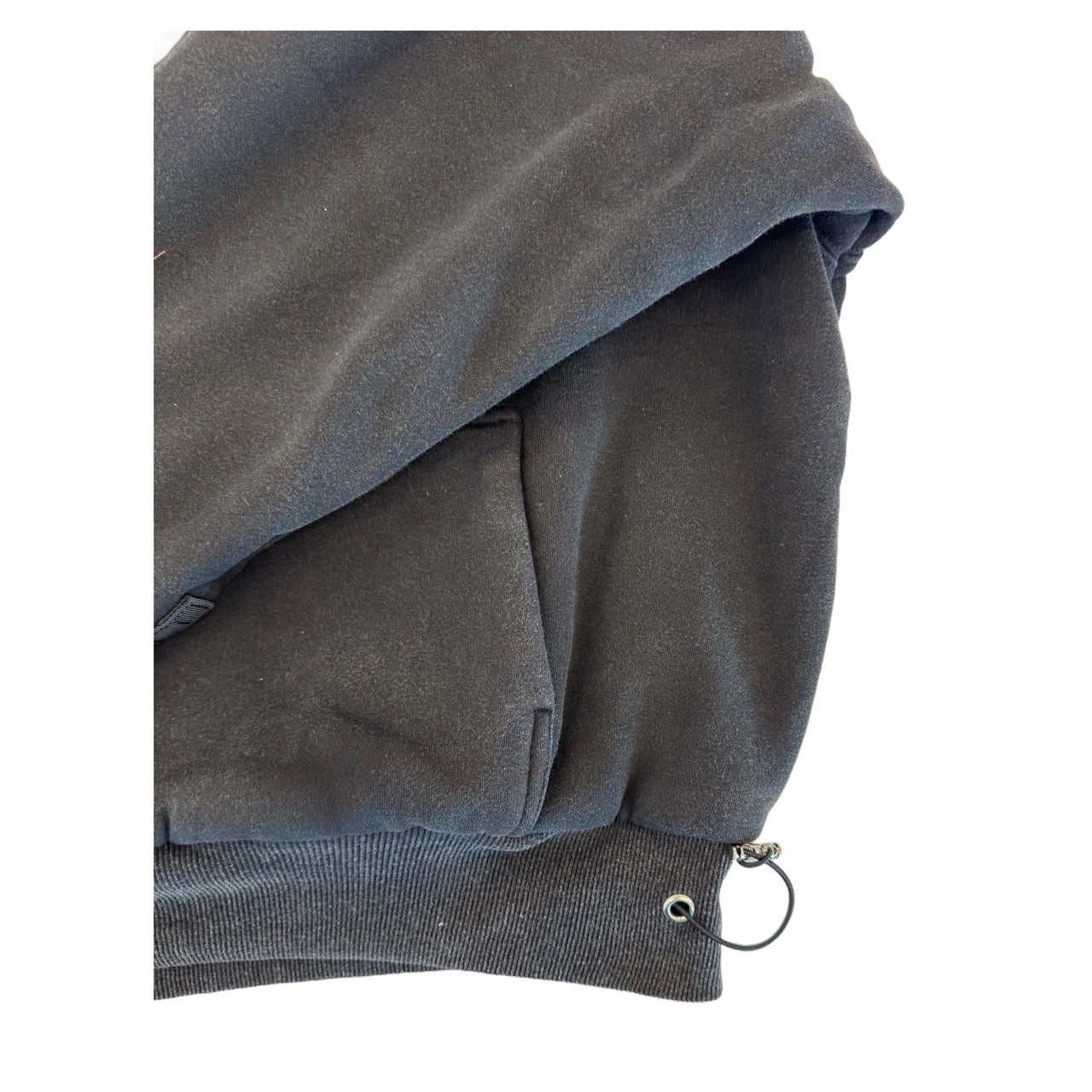 1/4 ZIP Double Layered Hoodie : WASHED BLACK