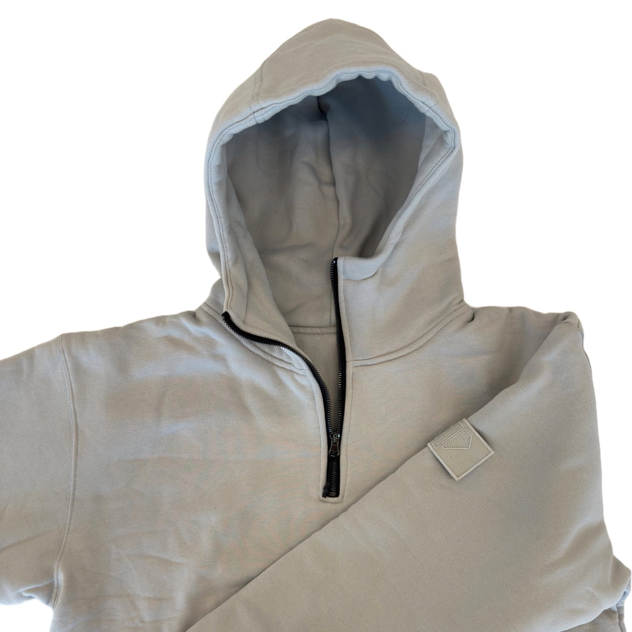 1/4 ZIP Double Layered Hoodie :  GREY