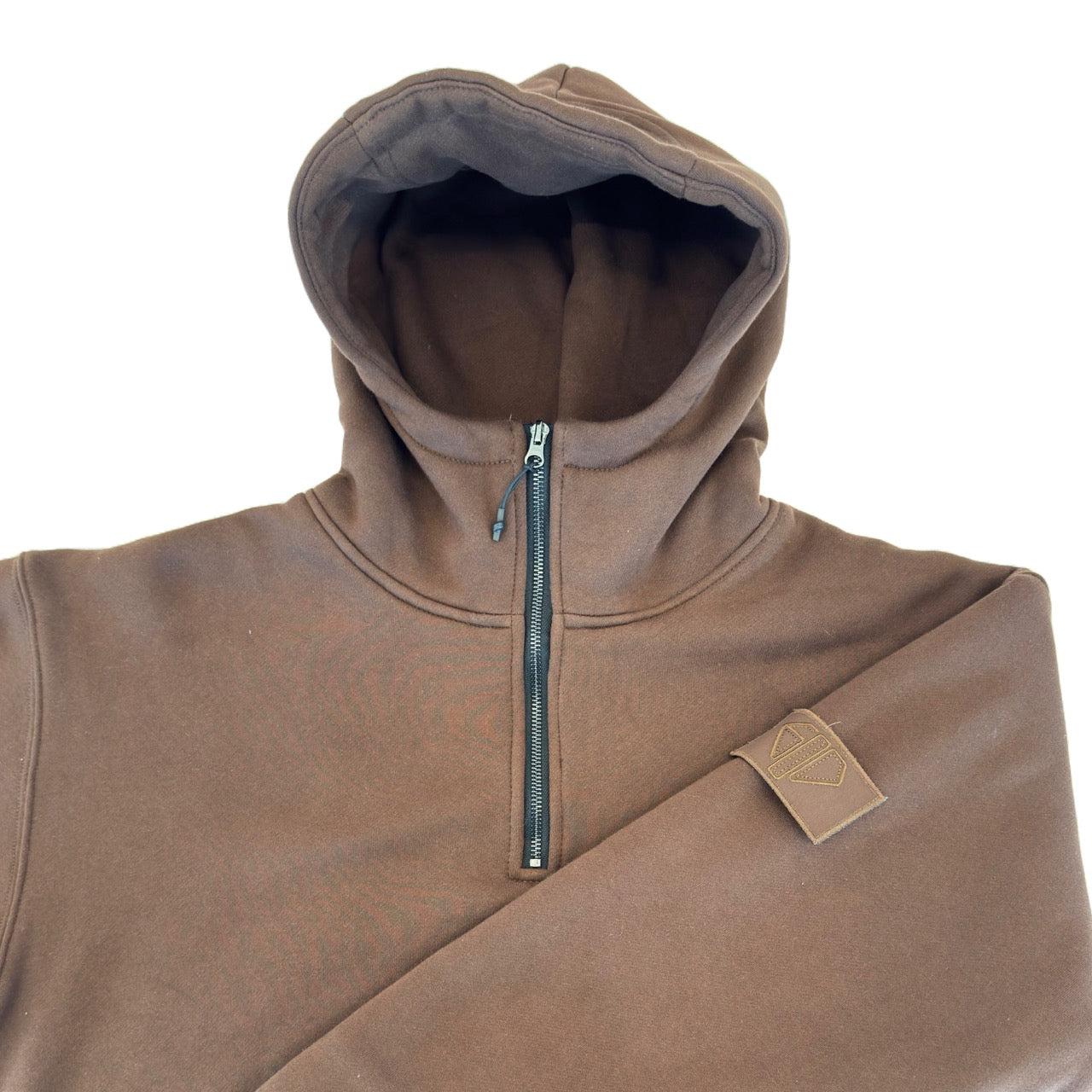 1/4 ZIP Double Layered Hoodie : CHOCOLATE BROWN