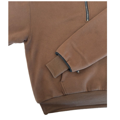 1/4 ZIP Double Layered Hoodie : CHOCOLATE BROWN