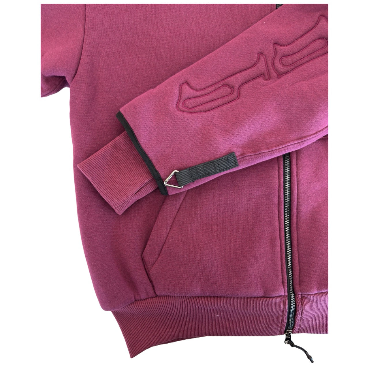 SKELETON PADDED Double Layered Hoodie : BERRY