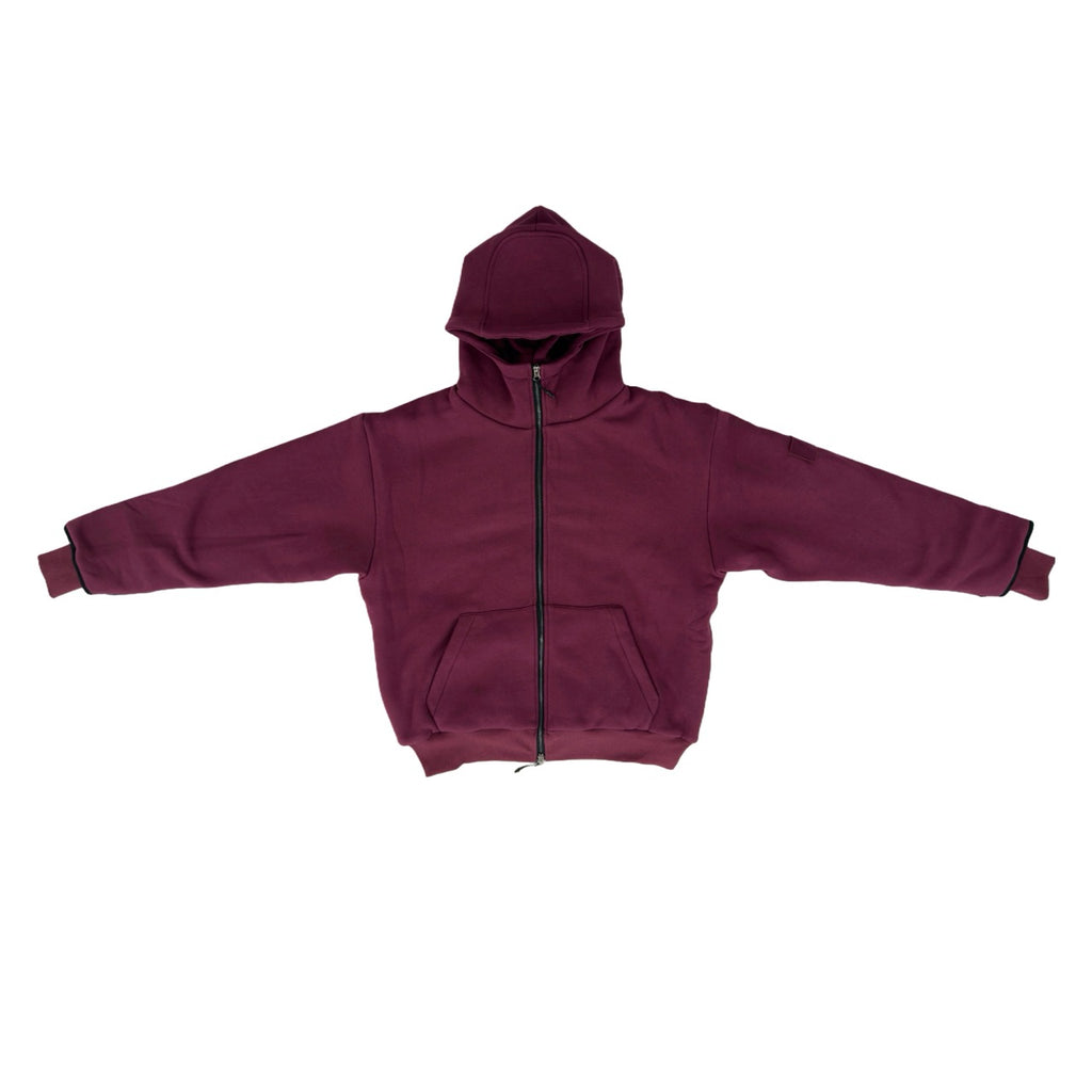 SKELETON PADDED Double Layered Hoodie : BERRY