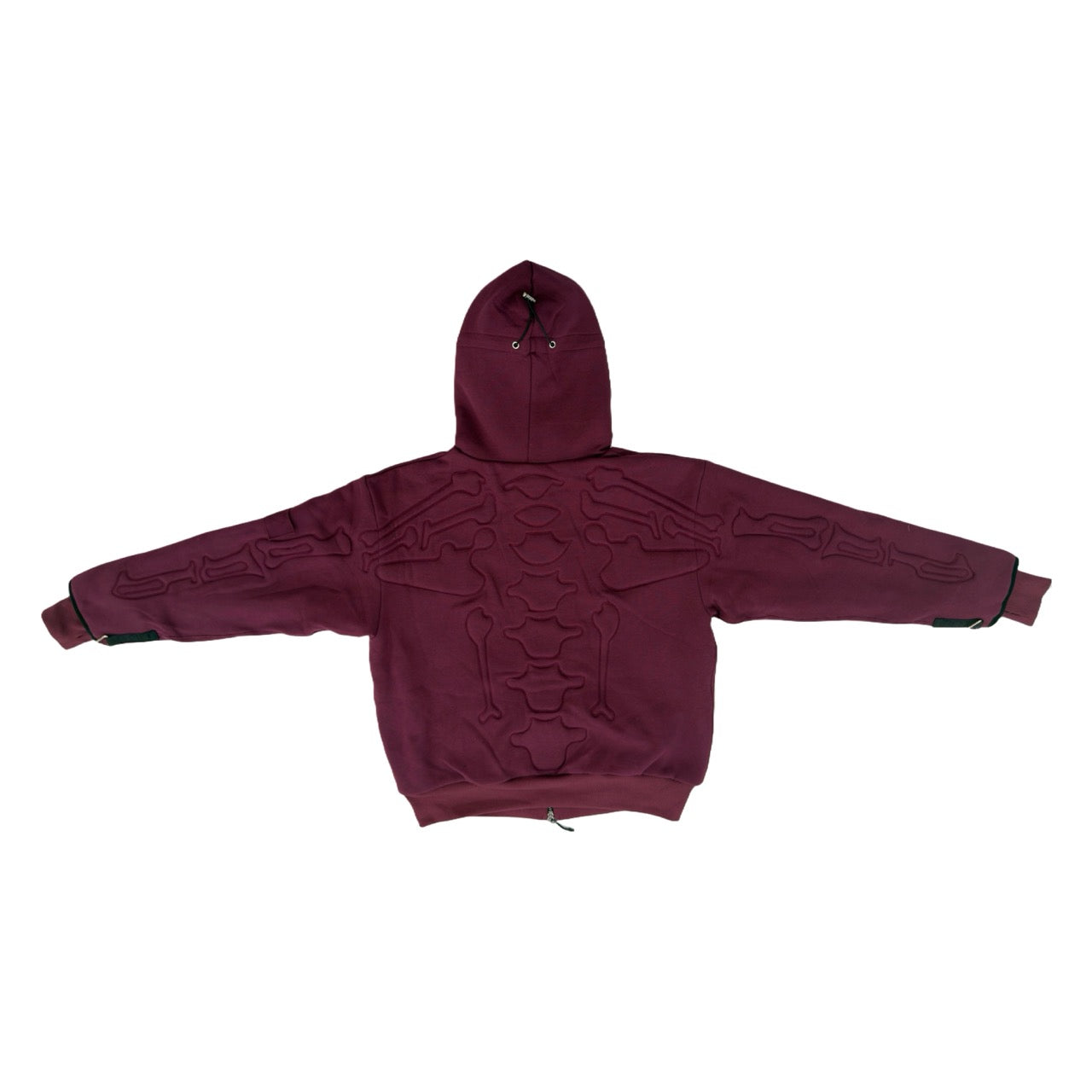 SKELETON PADDED Double Layered Hoodie : BERRY