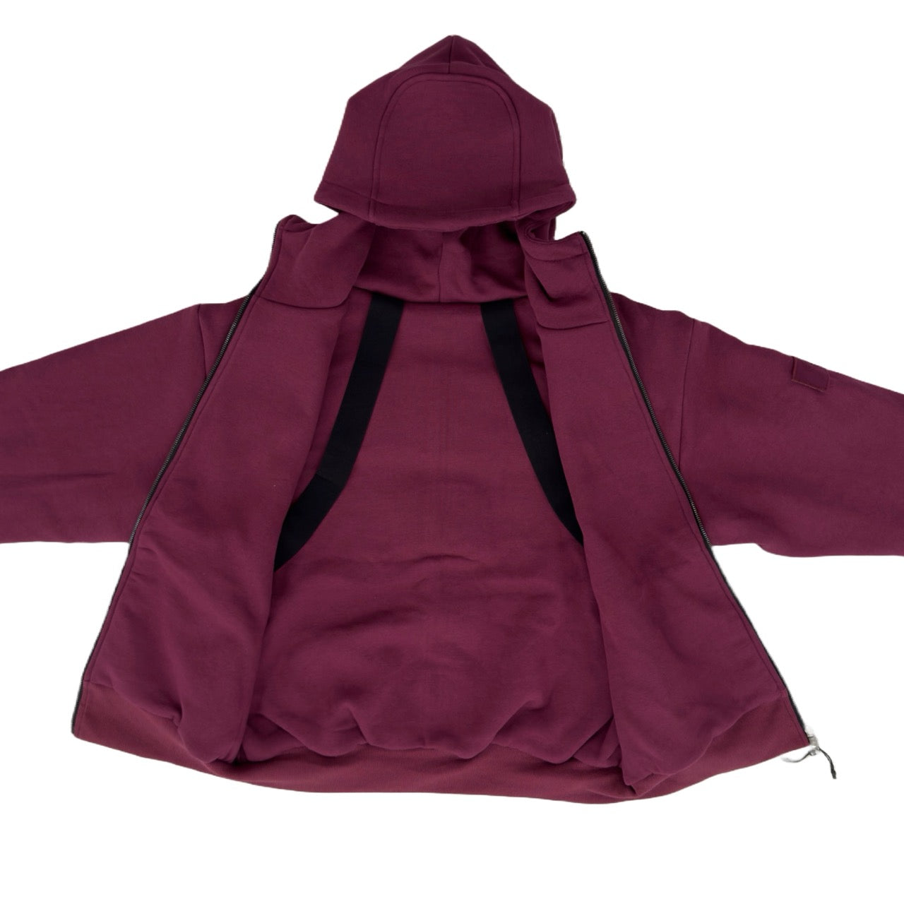 SKELETON PADDED Double Layered Hoodie : BERRY