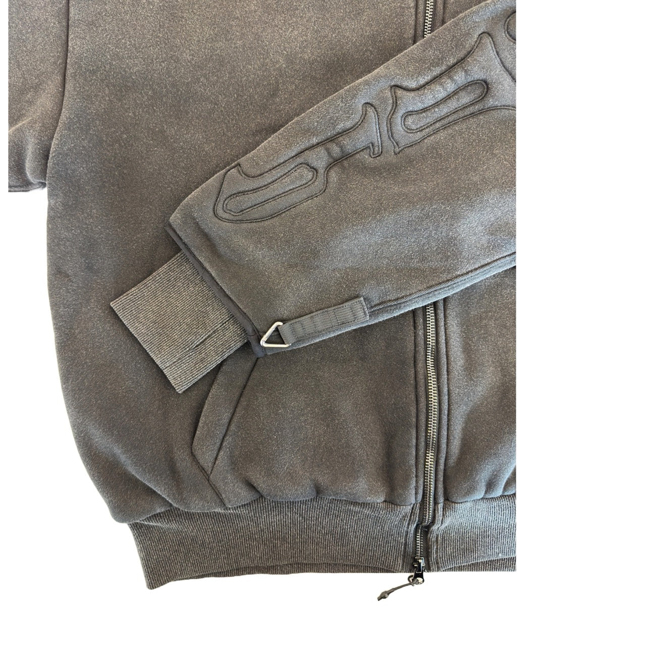 SKELETON PADDED Double Layered Hoodie : WASHED BLACK