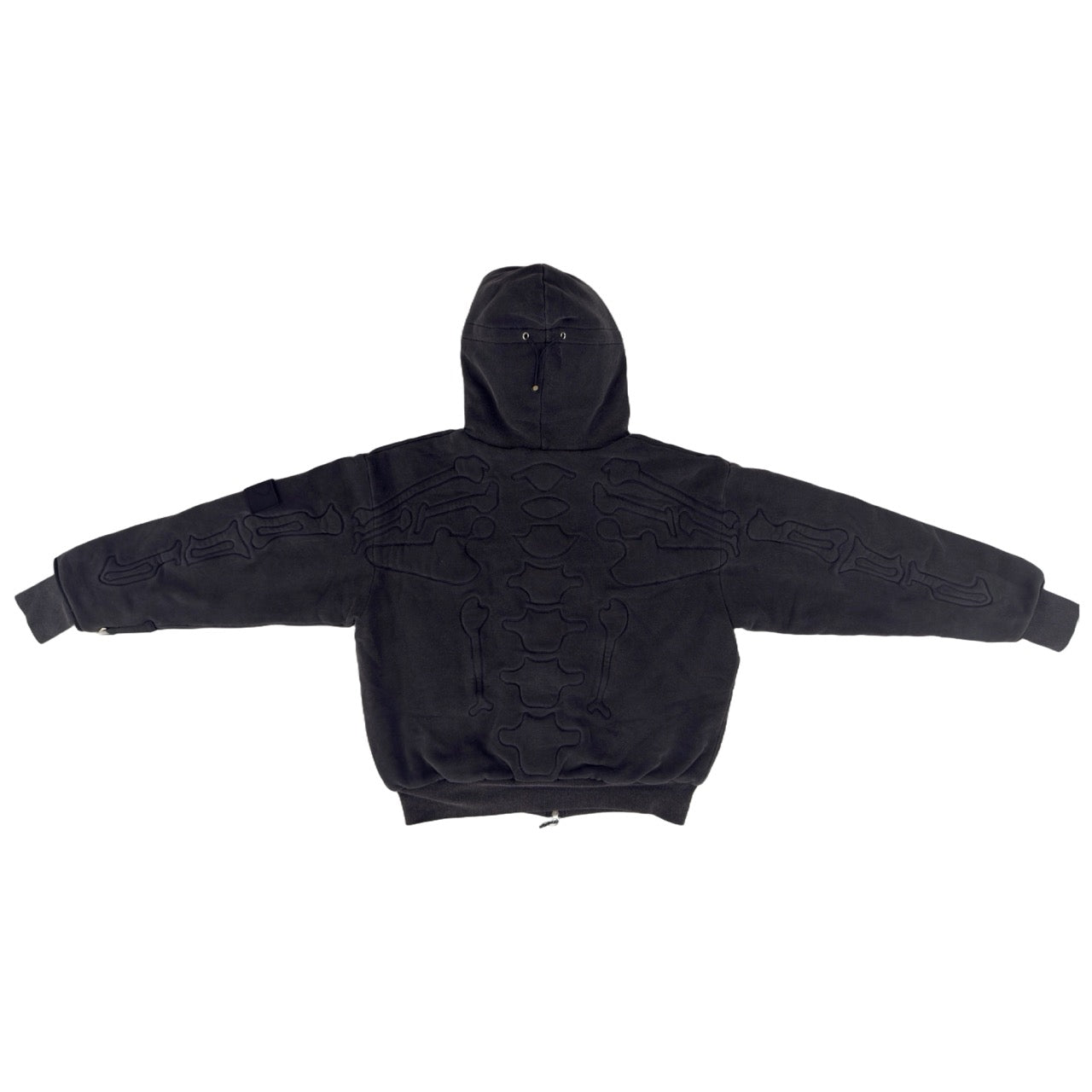 SKELETON PADDED Double Layered Hoodie : WASHED BLACK