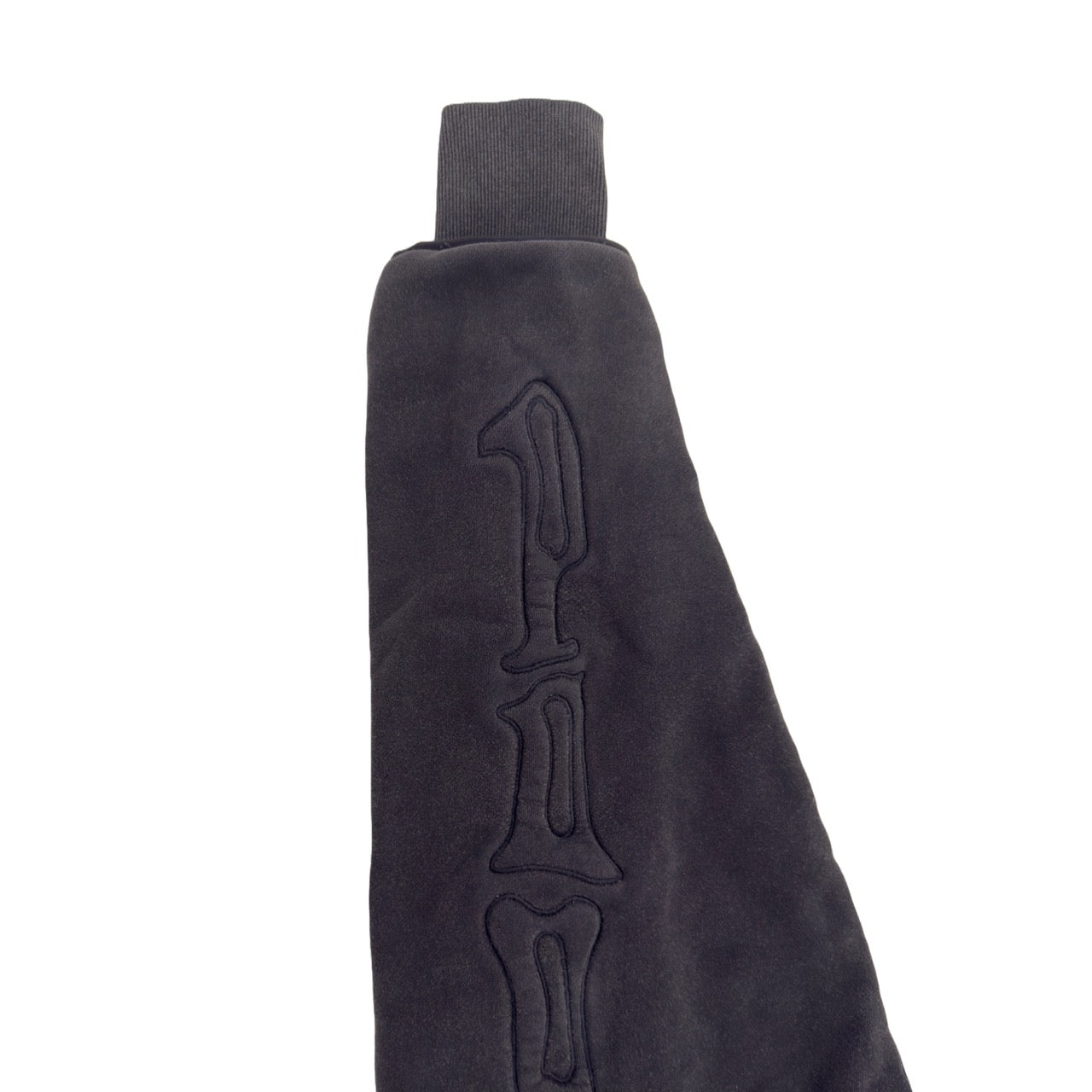 SKELETON PADDED Double Layered Hoodie : WASHED BLACK