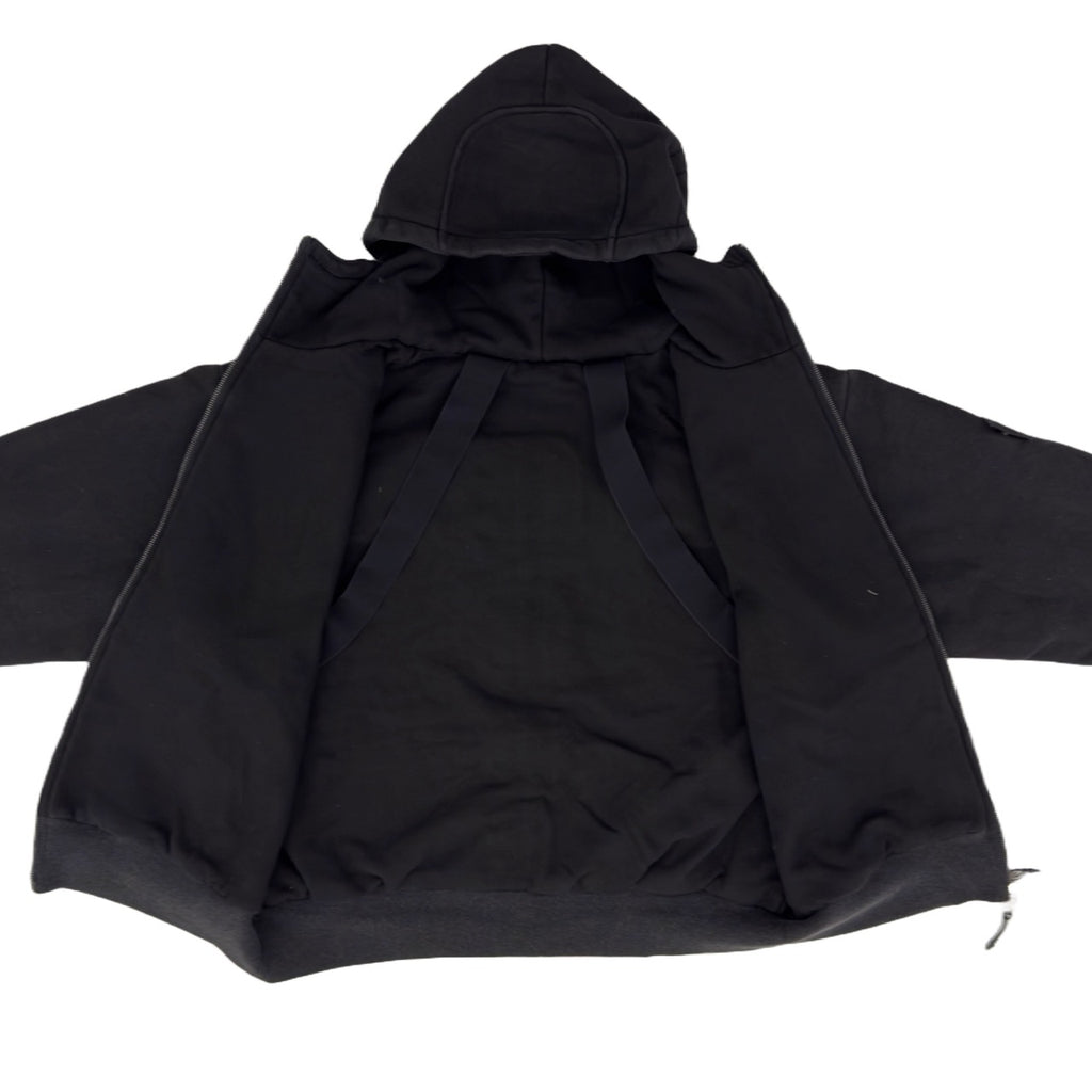 SKELETON PADDED Double Layered Hoodie : WASHED BLACK