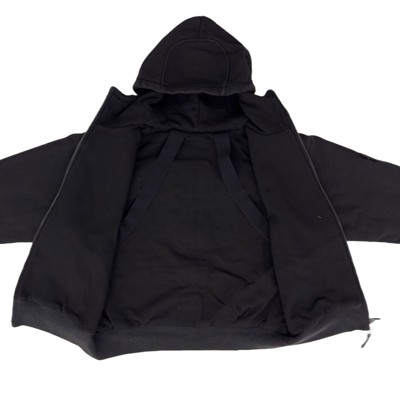 SKELETON PADDED Double Layered Hoodie : WASHED BLACK