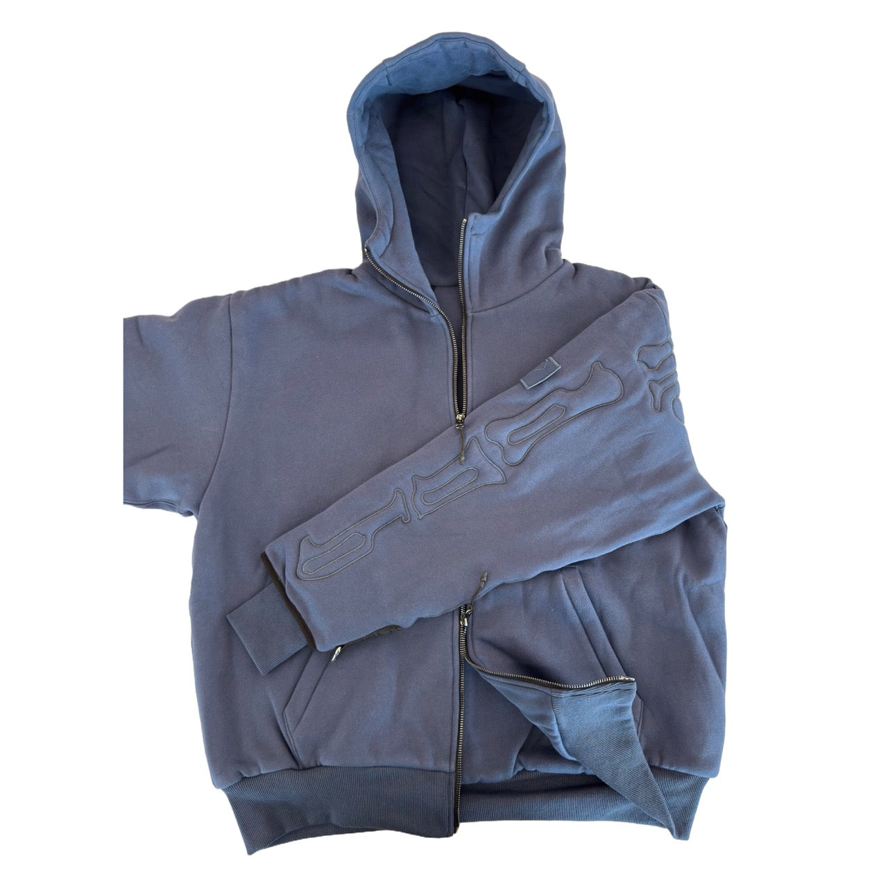 SKELETON PADDED Double Layered Hoodie : BLUE