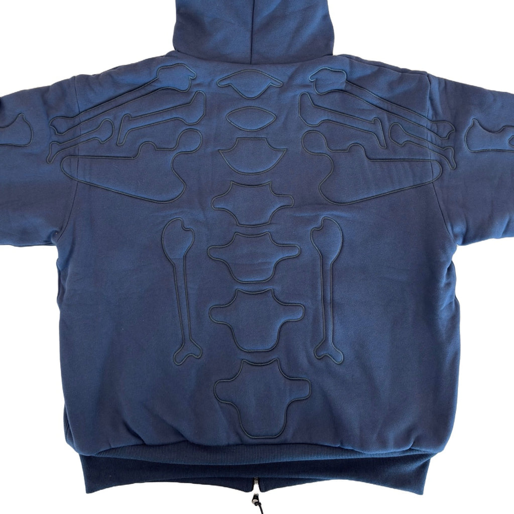 SKELETON PADDED Double Layered Hoodie : BLUE