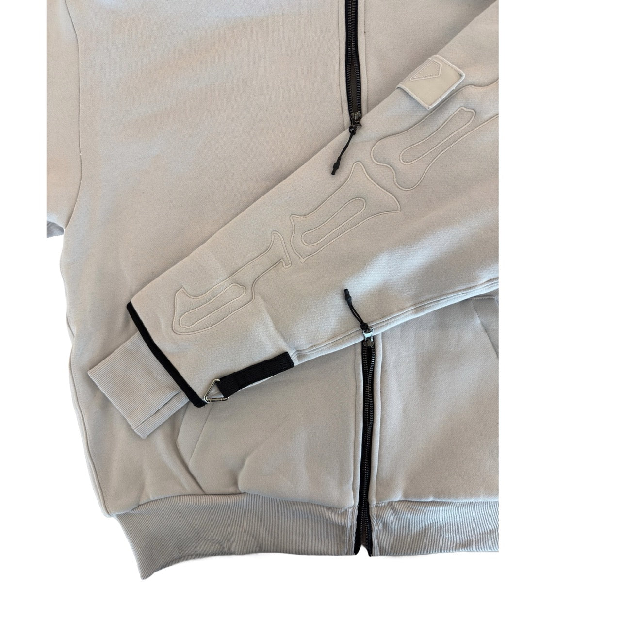 SKELETON PADDED Double Layered Hoodie : GREY