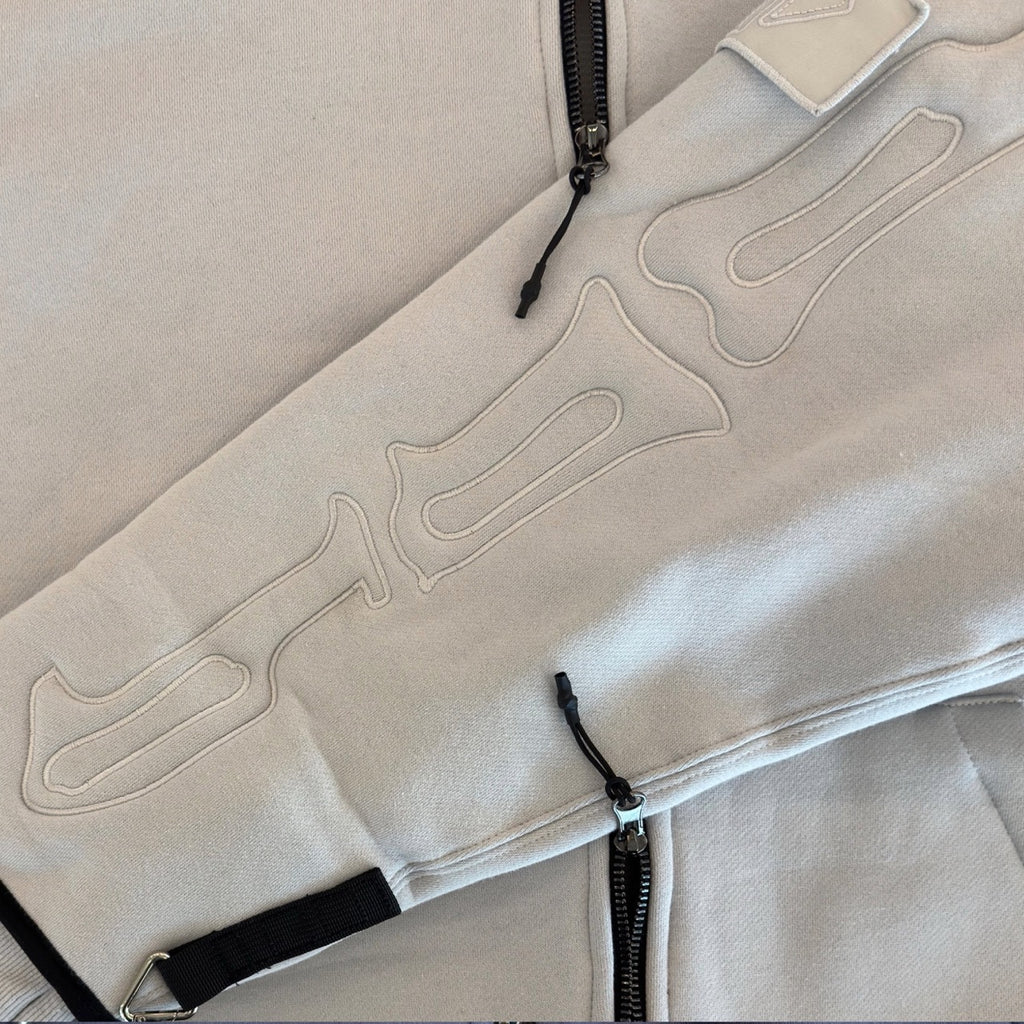 SKELETON PADDED Double Layered Hoodie : GREY