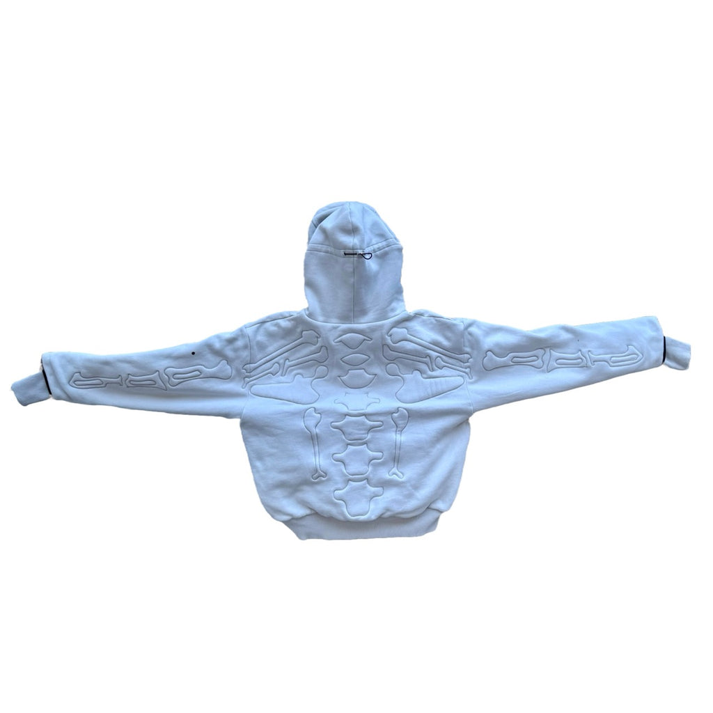 SKELETON PADDED Double Layered Hoodie : GREY