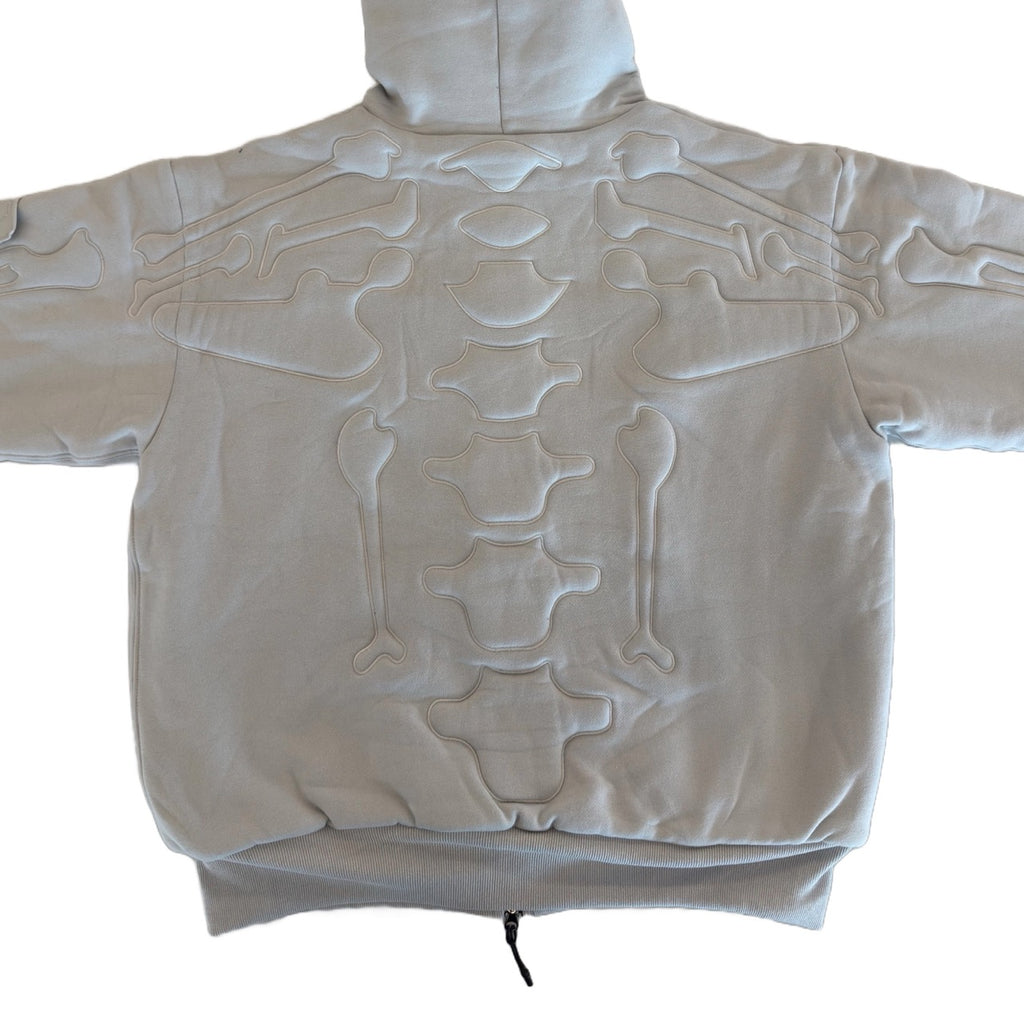 SKELETON PADDED Double Layered Hoodie : GREY
