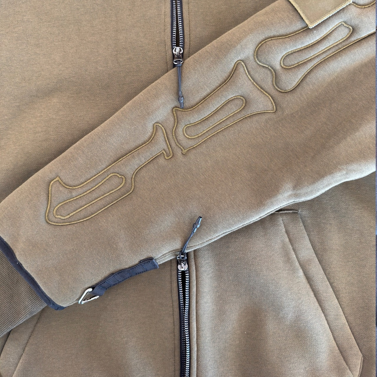 SKELETON PADDED Double Layered Hoodie : OLIVE GREEN