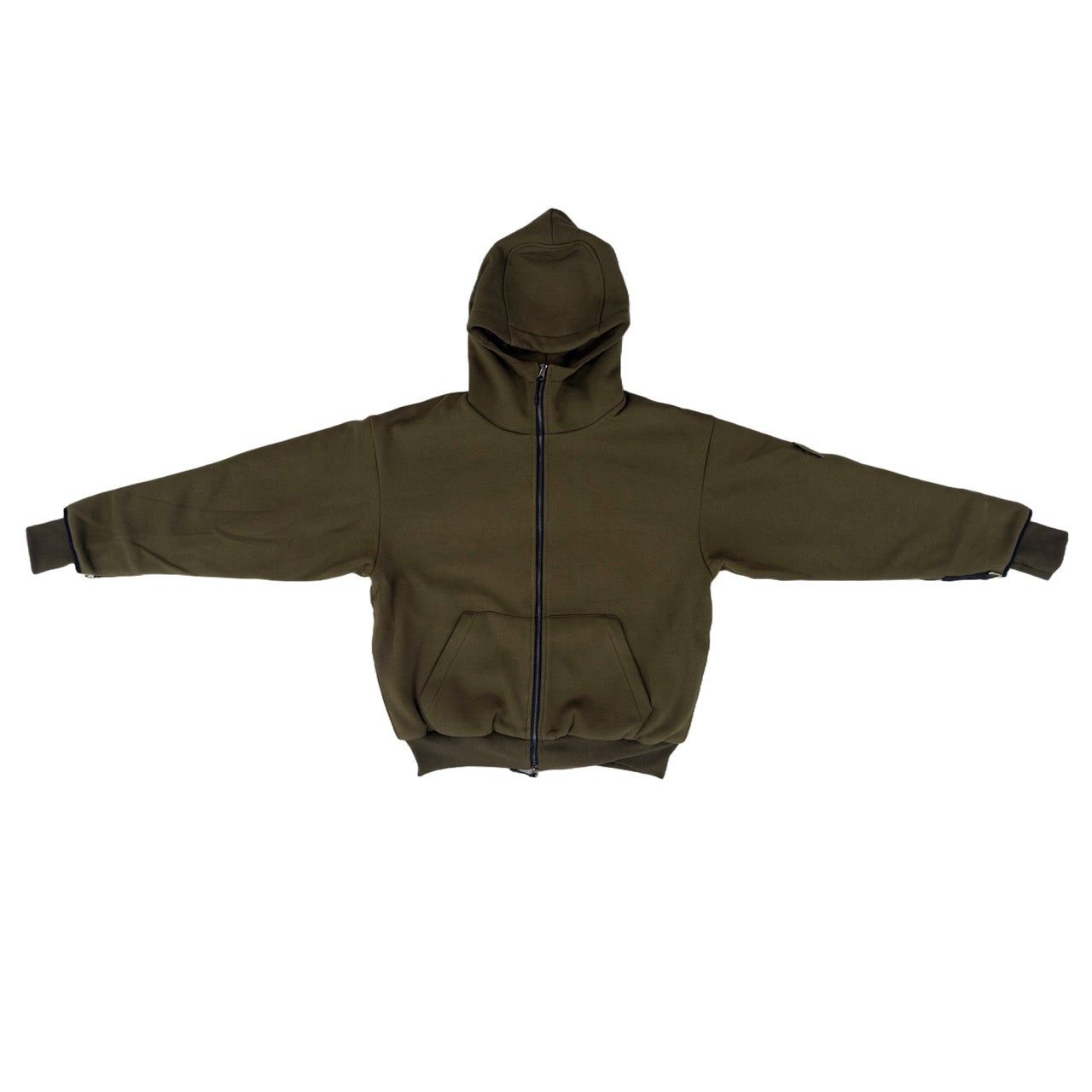 SKELETON PADDED Double Layered Hoodie : OLIVE GREEN