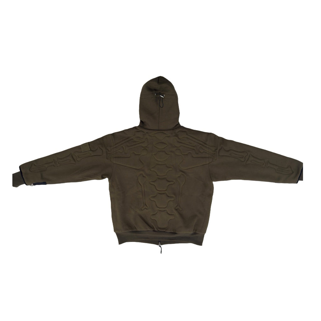 SKELETON PADDED Double Layered Hoodie : OLIVE GREEN