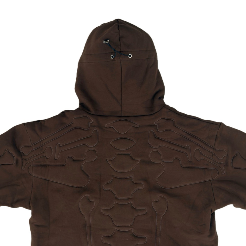 SKELETON PADDED Double Layered Hoodie : CHOCOLATE BROWN