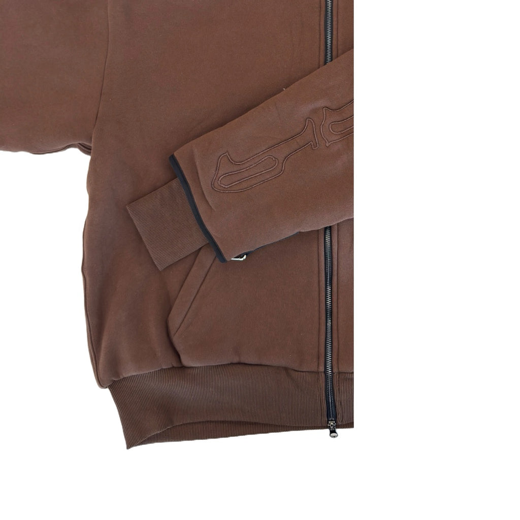 SKELETON PADDED Double Layered Hoodie : CHOCOLATE BROWN