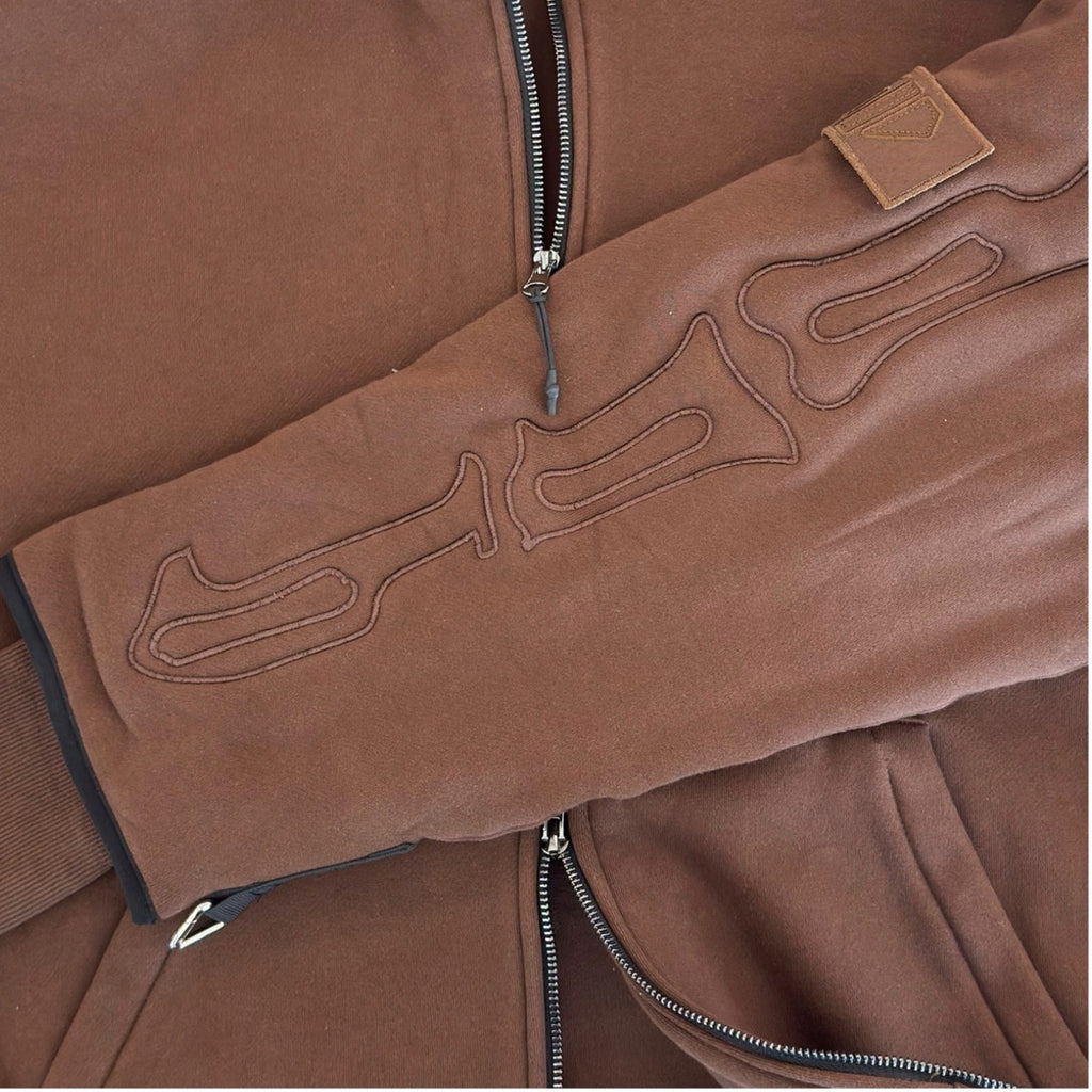 SKELETON PADDED Double Layered Hoodie : CHOCOLATE BROWN