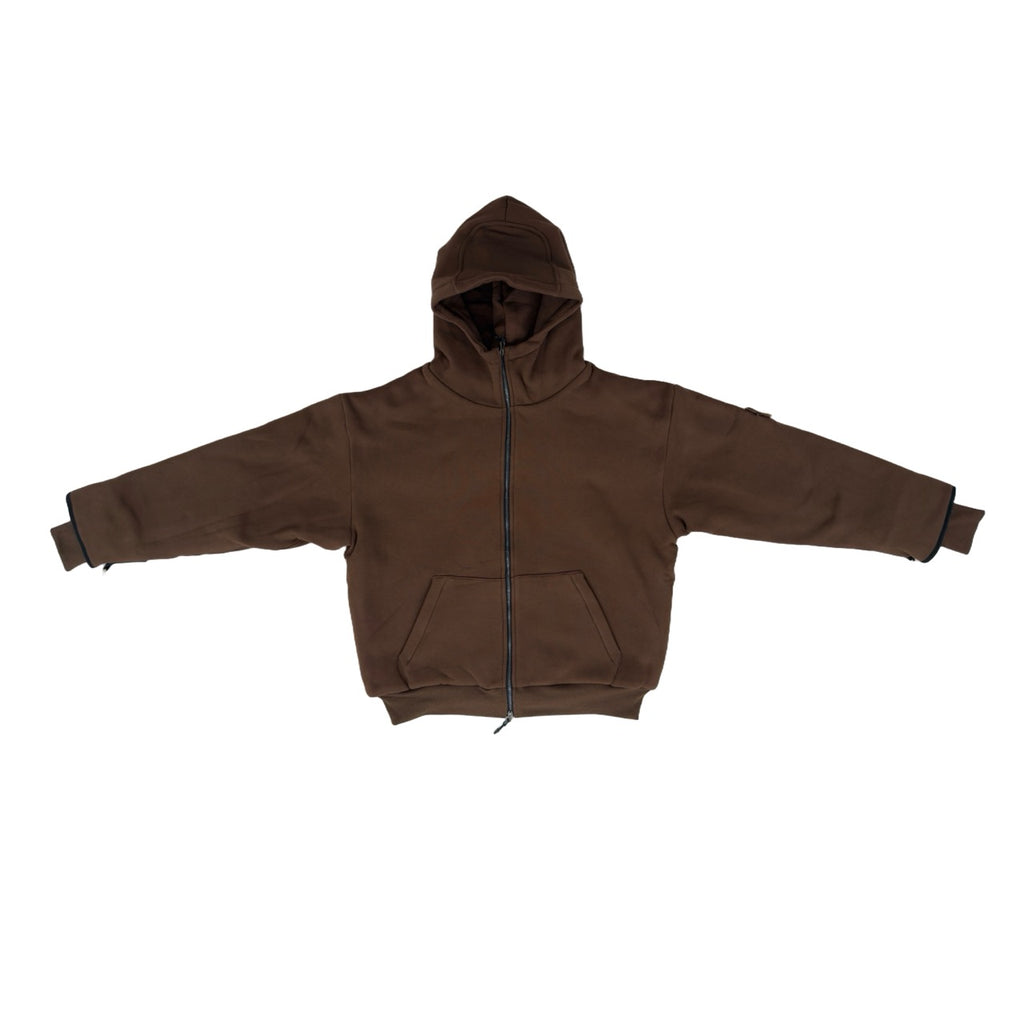 SKELETON PADDED Double Layered Hoodie : CHOCOLATE BROWN