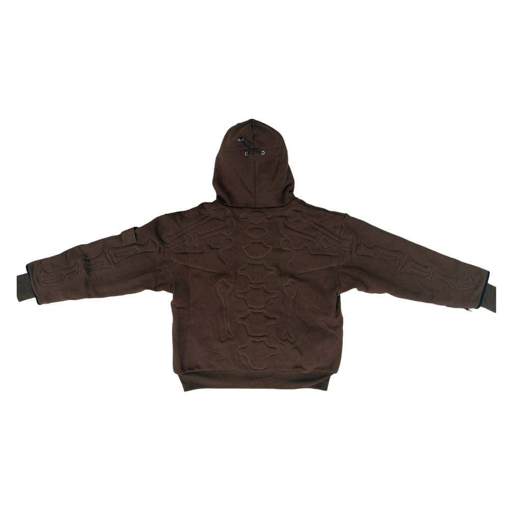 SKELETON PADDED Double Layered Hoodie : CHOCOLATE BROWN