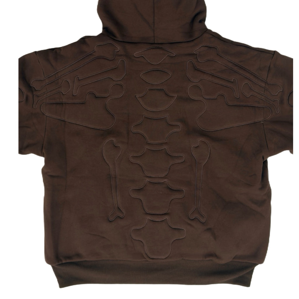SKELETON PADDED Double Layered Hoodie : CHOCOLATE BROWN