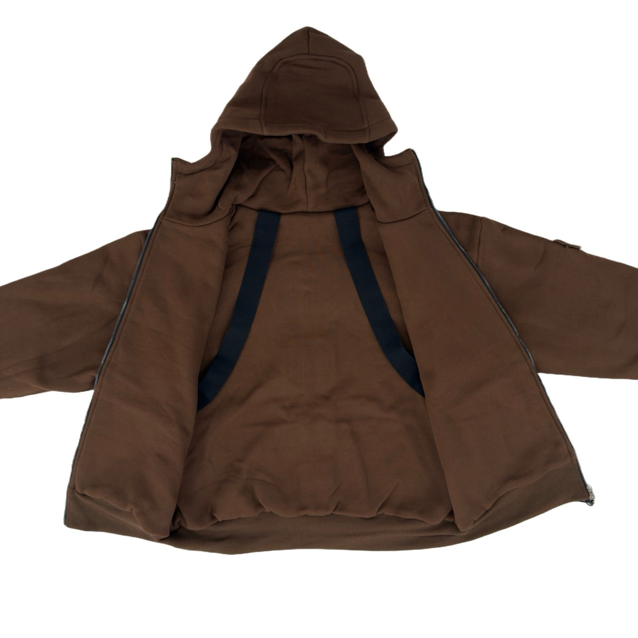 SKELETON PADDED Double Layered Hoodie : CHOCOLATE BROWN