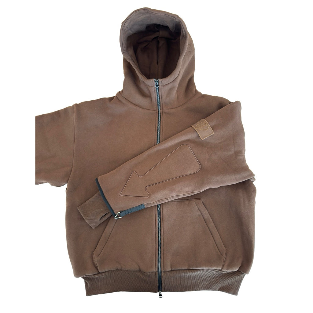 ARROW PADDED Double Layered Hoodie : CHOCOLATE BROWN