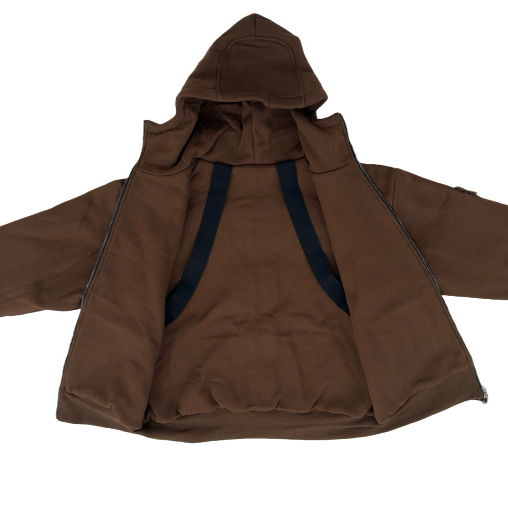 ARROW PADDED Double Layered Hoodie : CHOCOLATE BROWN